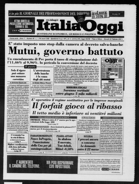 Italia oggi : quotidiano di economia finanza e politica